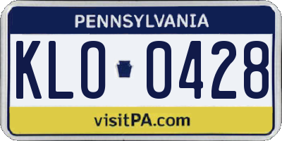 PA license plate KLO0428