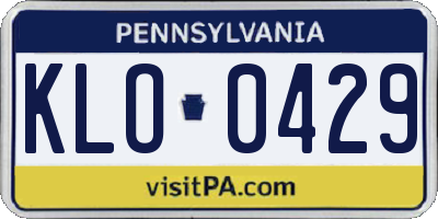 PA license plate KLO0429