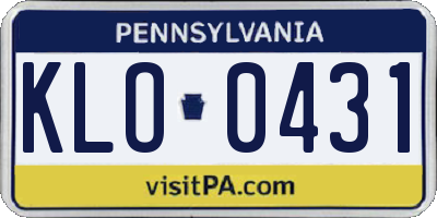 PA license plate KLO0431