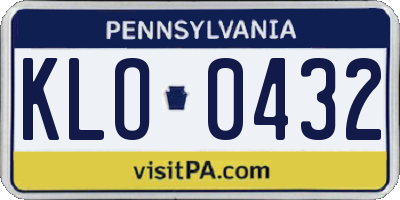 PA license plate KLO0432