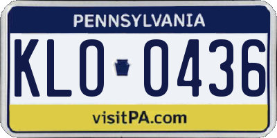 PA license plate KLO0436