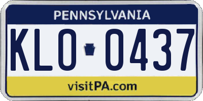 PA license plate KLO0437