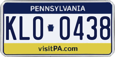 PA license plate KLO0438