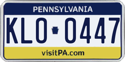 PA license plate KLO0447