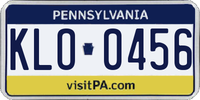PA license plate KLO0456