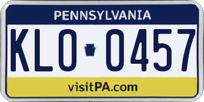 PA license plate KLO0457