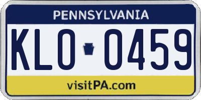 PA license plate KLO0459