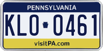 PA license plate KLO0461