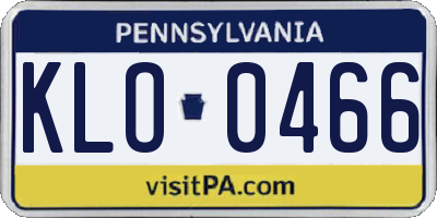PA license plate KLO0466
