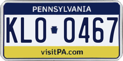 PA license plate KLO0467