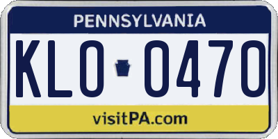 PA license plate KLO0470