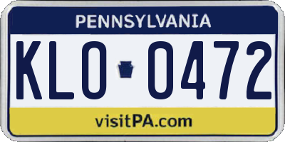 PA license plate KLO0472
