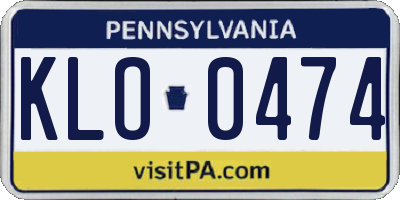 PA license plate KLO0474