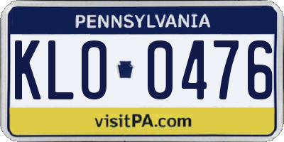 PA license plate KLO0476