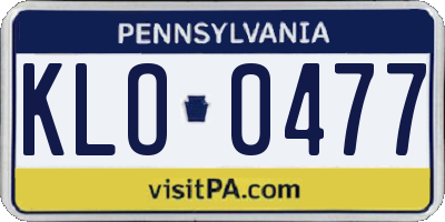 PA license plate KLO0477