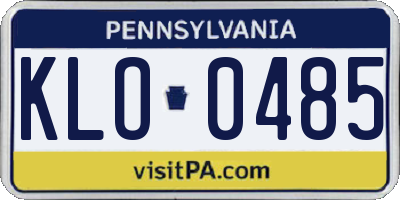 PA license plate KLO0485