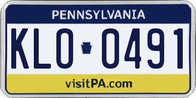 PA license plate KLO0491