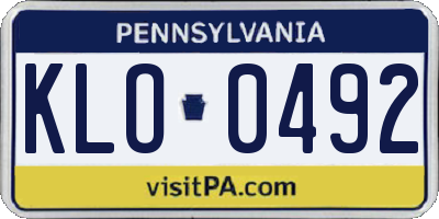 PA license plate KLO0492
