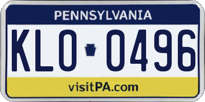 PA license plate KLO0496