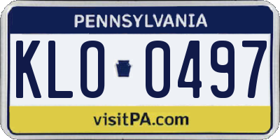 PA license plate KLO0497