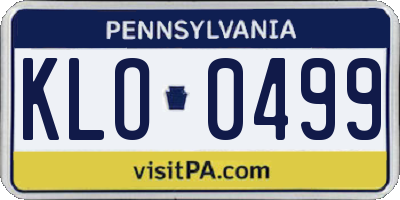PA license plate KLO0499