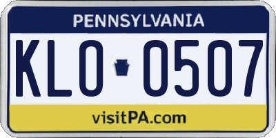 PA license plate KLO0507
