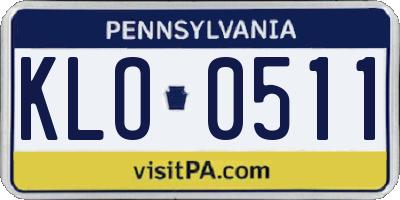 PA license plate KLO0511