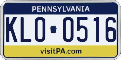 PA license plate KLO0516