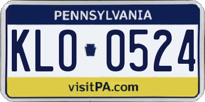 PA license plate KLO0524