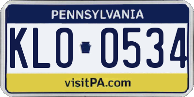PA license plate KLO0534