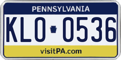 PA license plate KLO0536