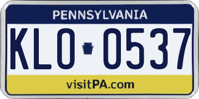 PA license plate KLO0537