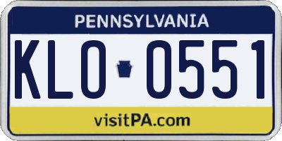 PA license plate KLO0551