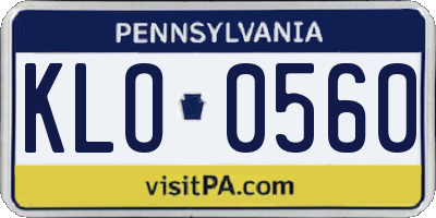 PA license plate KLO0560