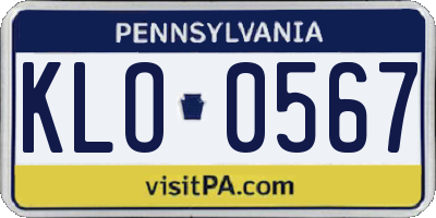 PA license plate KLO0567