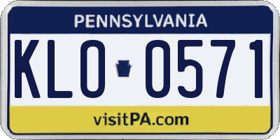 PA license plate KLO0571