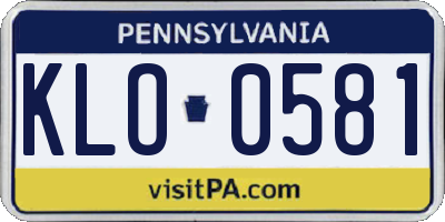 PA license plate KLO0581