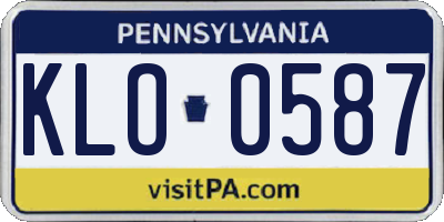 PA license plate KLO0587