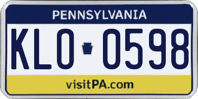 PA license plate KLO0598
