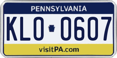 PA license plate KLO0607