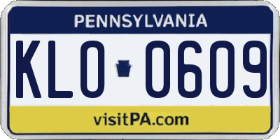 PA license plate KLO0609
