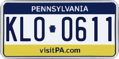 PA license plate KLO0611