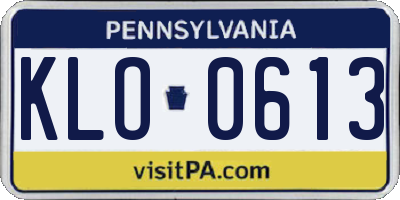 PA license plate KLO0613