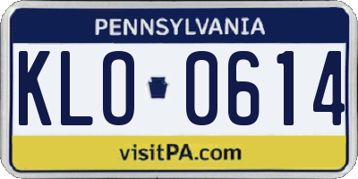 PA license plate KLO0614