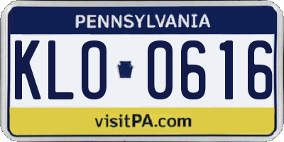 PA license plate KLO0616