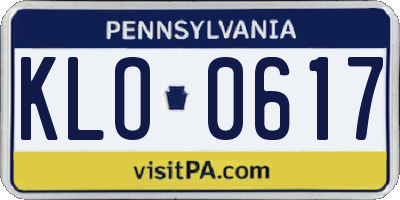 PA license plate KLO0617