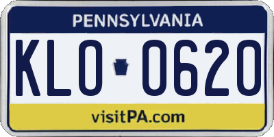 PA license plate KLO0620