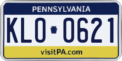 PA license plate KLO0621