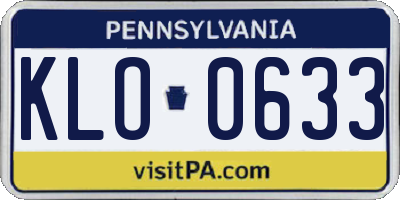 PA license plate KLO0633