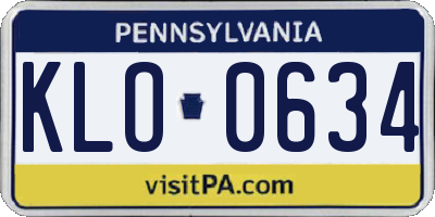 PA license plate KLO0634